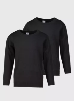 Black Crew Neck Jumper 2 Pack 8 Years