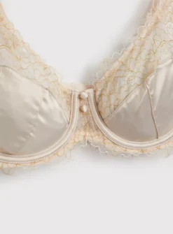 A-GG Boudoir Collection Champagne Gold Lace Underwired Bra 32G