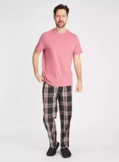 Pink T-Shirt & Brown Check Woven Pyjamas S 9 Pink T-Shirt & Brown Check Woven Pyjamas S -Simply Be Store tuc143340221 Pink R Z002A