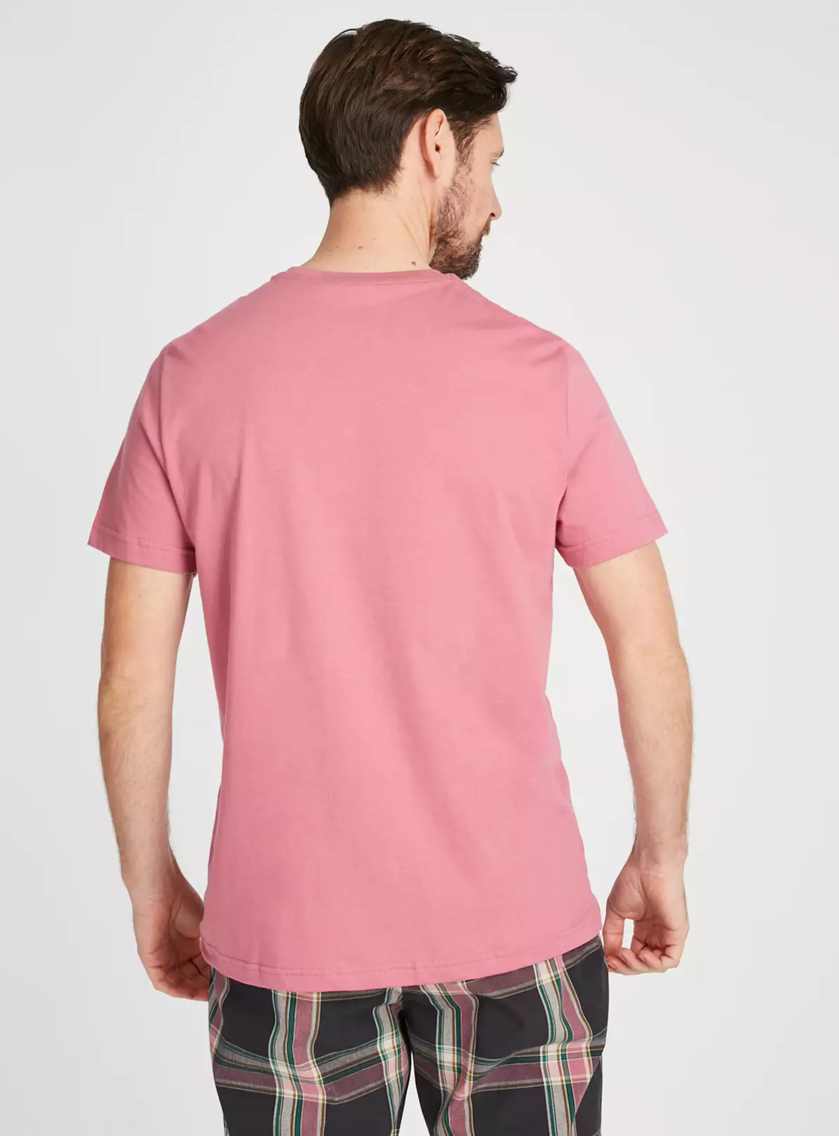 Pink T-Shirt & Brown Check Woven Pyjamas S 4 Pink T-Shirt & Brown Check Woven Pyjamas S - Image 4