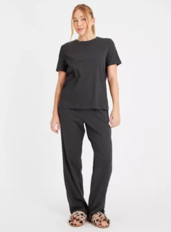 Black Marl Ribbed Coord Pyjama Top XXL