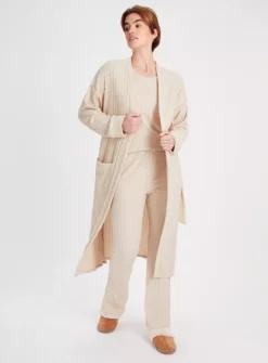 Oatmeal Ribbed Dressing RobeS -Simply Be Store tuc143471264 Oatmeal R Z002A