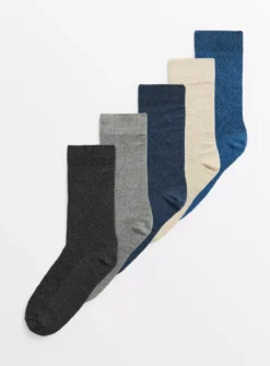 Diamond Textured Ankle Socks 5 Pack9-12
