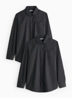 Black Slim Fit Long Sleeve Shirts 2 Pack 20