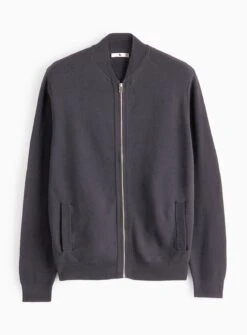 Charcoal Knitted Bomber Jacket XXL