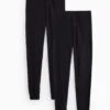 Black Maximum-Warmth Ribbed Long Thermal Pants 2 PackXXL