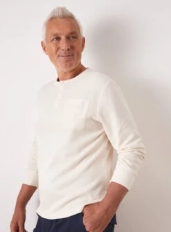 UNION WORKS Cream Waffle Henley T-Shirt XL