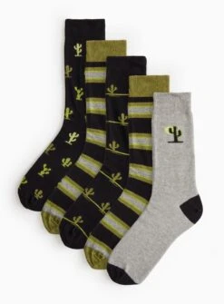Cactus Printed Ankle Socks 5 Pack 9-12